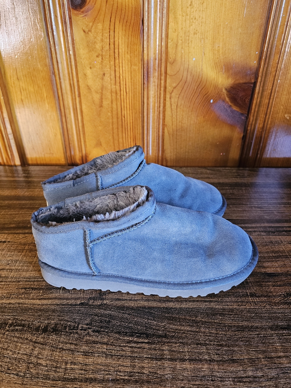 UGG Women's Light Blue Suede Fleece-Lined Slip-On Slippers
